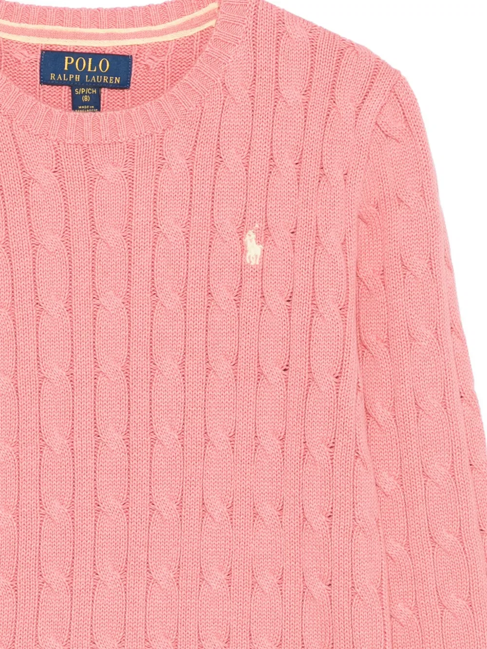 Свитер крупной вязки с круглым вырезом Polo Ralph Lauren Kids, розовый — фото 3