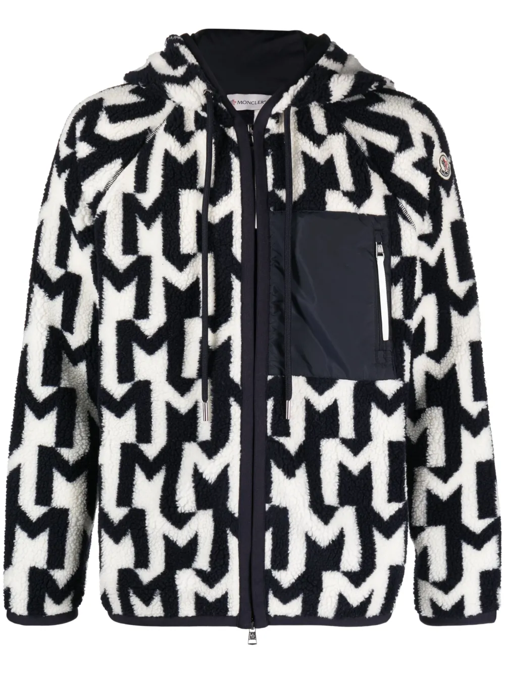 

Худи на молнии с монограммой MONCLER, синий