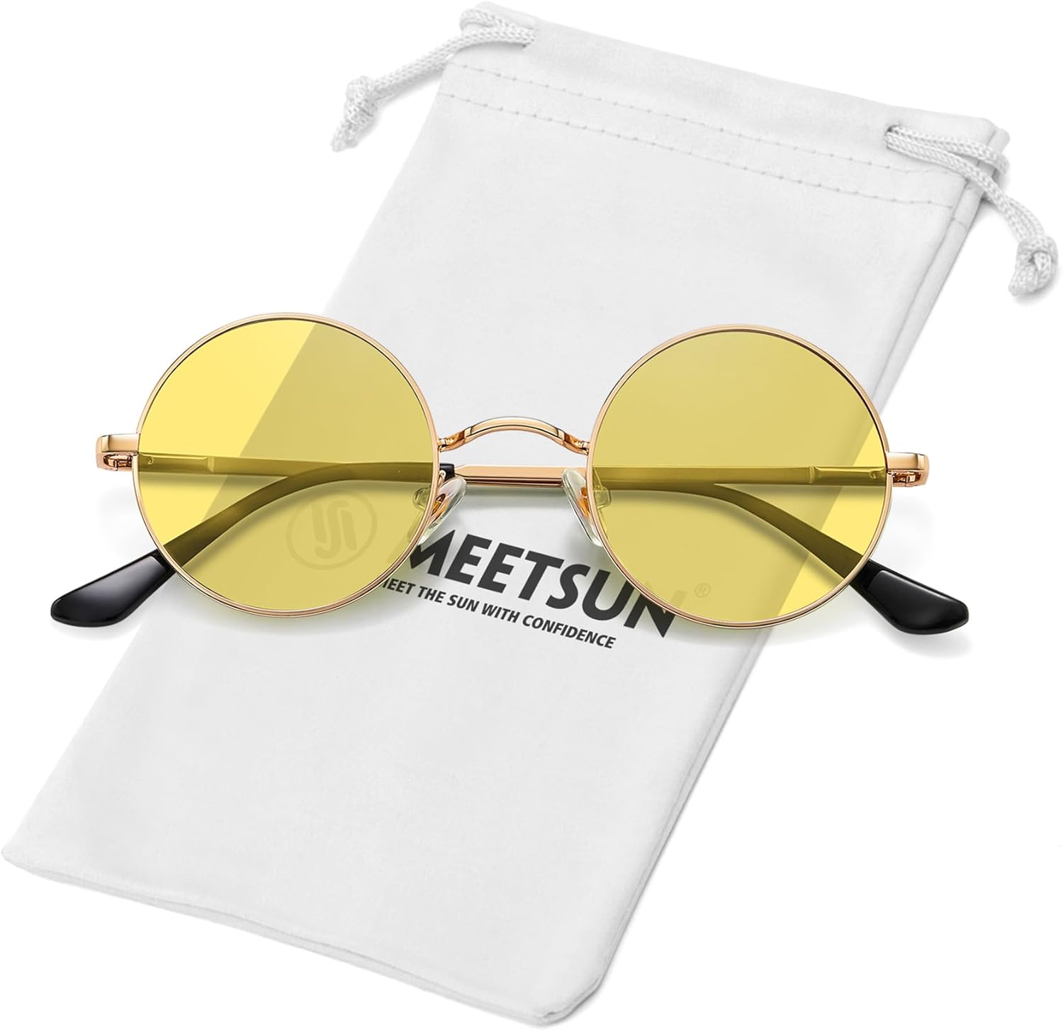 

Солнцезащитные очки MEETSUN маленькие круглые поляризованные для мужчин и женщин, металлические, в стиле ретро, ​​хиппи, круглые, для вождения, фестивалей, косплея, UV400, Gold / Yellow