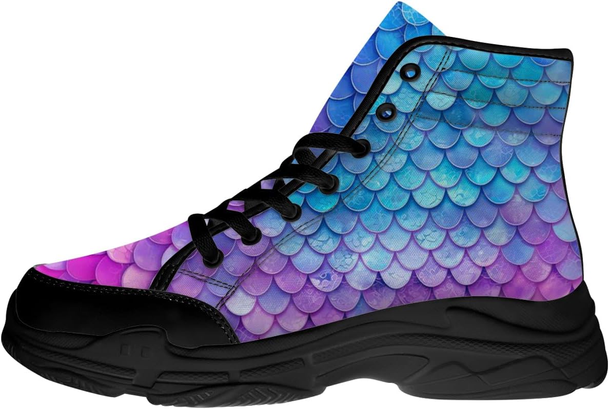 

Высокие кеды для женщин, женские кроссовки с мерцанием и шнуровкой из ткани, подарок для нее и для него Quorax, голубой/сиреневый