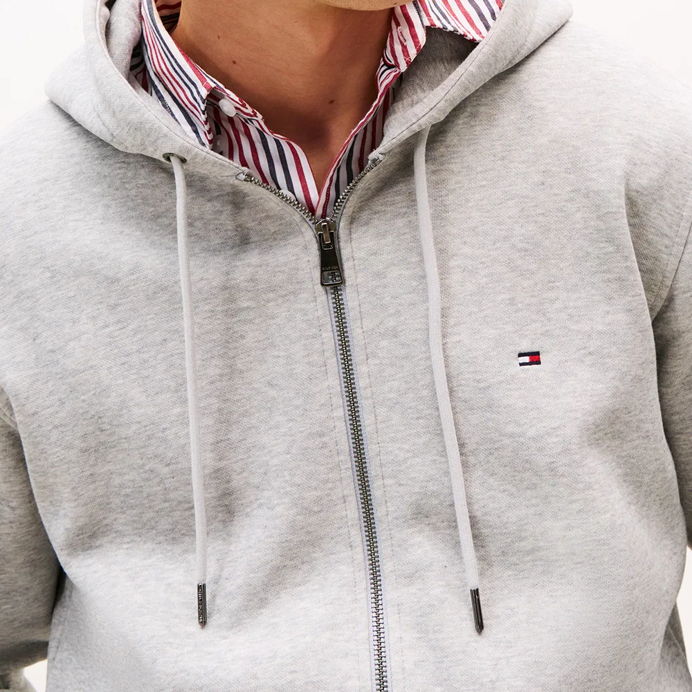 Мужская худи на молнии с флаговым логотипом, серая, от Tommy Hilfiger — фото 4