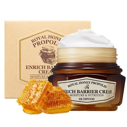 

SKIN FOOD Royal Honey Propolis Enrich Barrier Cream 2,13 жидких унции. (63 мл) - Питательный крем для лица с 50% прополисом черной пчелы и экстрактом маточного молочка Skin Food Since 1957