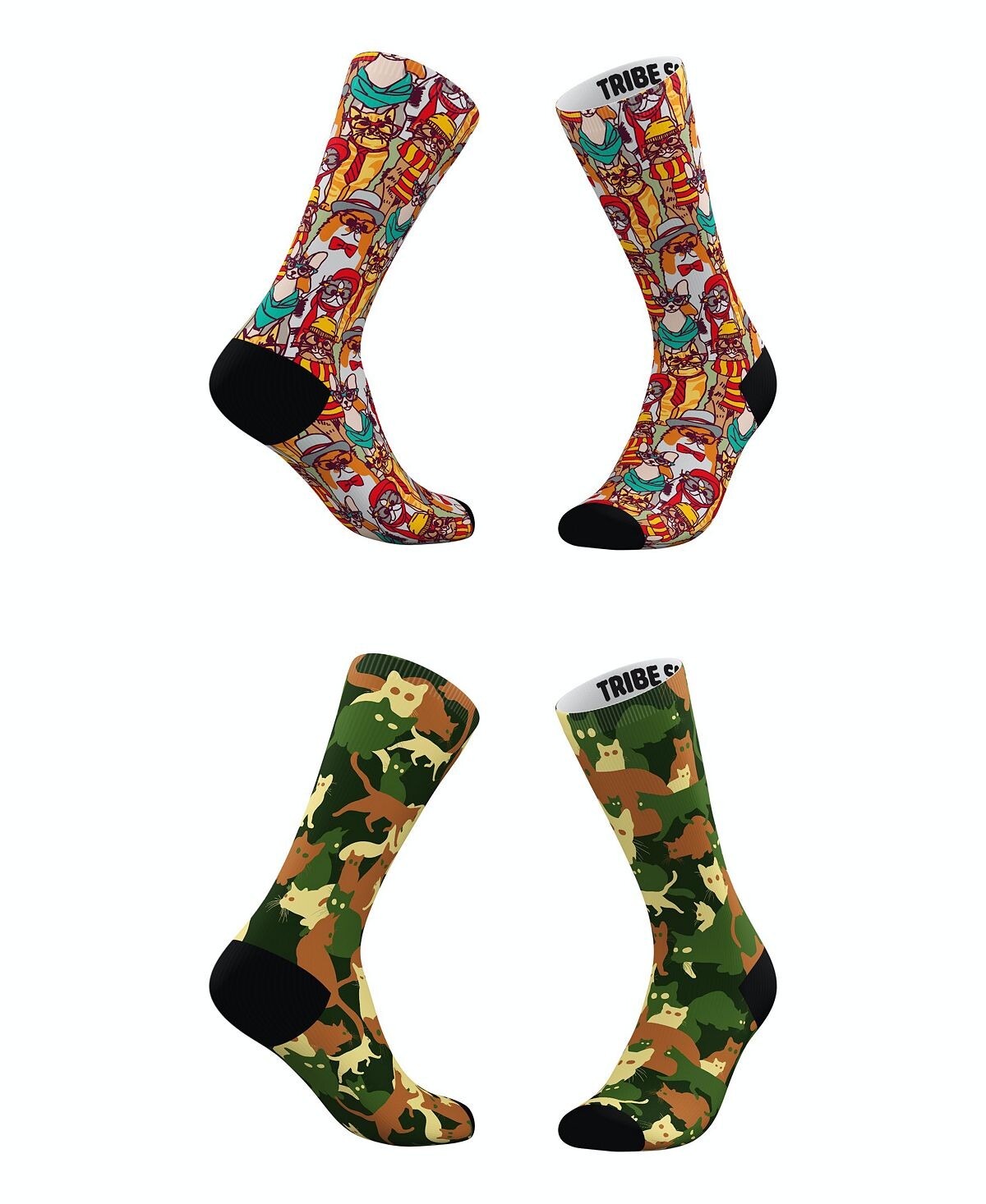 

Мужские и женские носки Hipster Cat-Moflage, набор из 2 шт. Tribe Socks