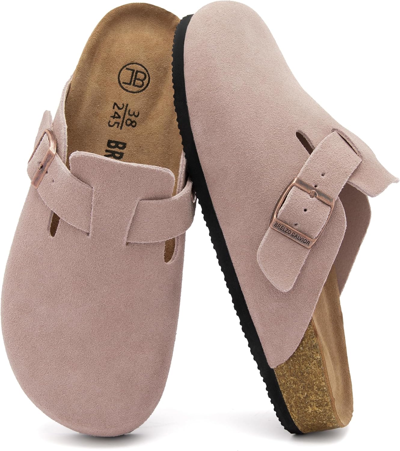 

Женские замшевые сабо, мужские мюли на процесске, противоскользящие ботинки «картошка», с поддержкой свода стопы, с регулируемой пряжкой, для использования в помещении и на улице Brelzo Calvior, розовый