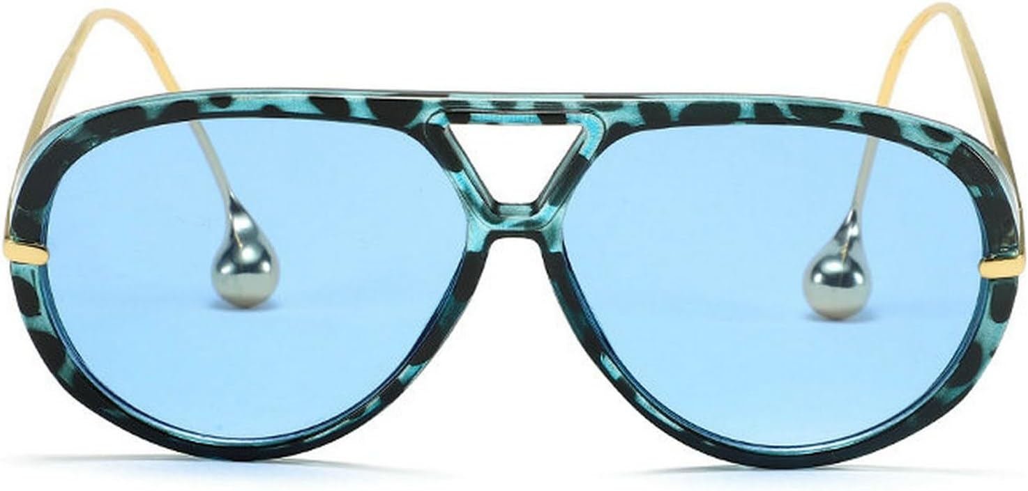 

Солнцезащитные очки COTIA 2025 в стиле «пилот» для женщин и мужчин, ретро-квадратные солнцезащитные очки с двойной перемычкой, винтажные солнцезащитные очки-щитки, Leopard Blue