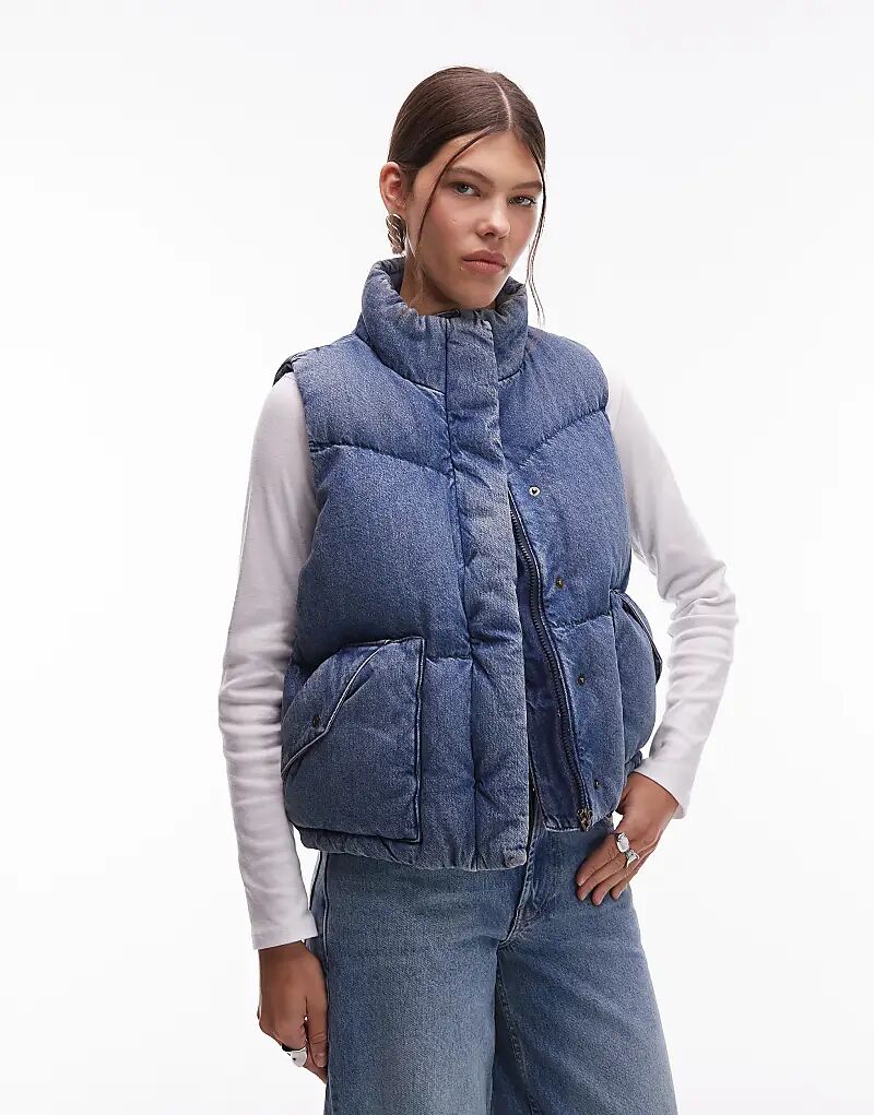 

Джинсовый пуховик Levi's в стиле вестерн синего цвета