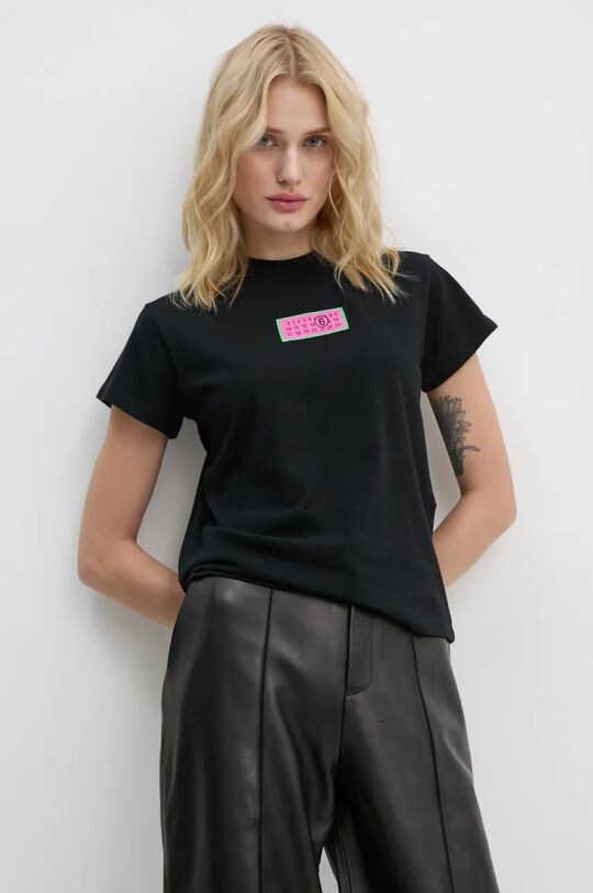 

Хлопковая футболка MM6 Maison Margiela, черный