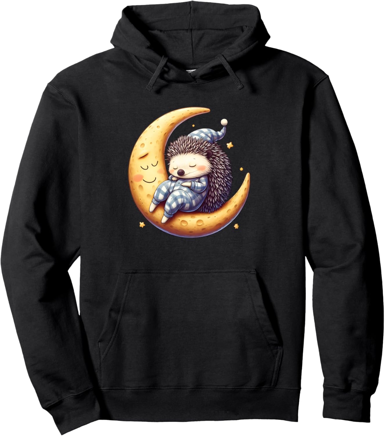 

Толстовка с изображением спящего ежика на полумесяце Sleeping Hedgehog Collection, черный