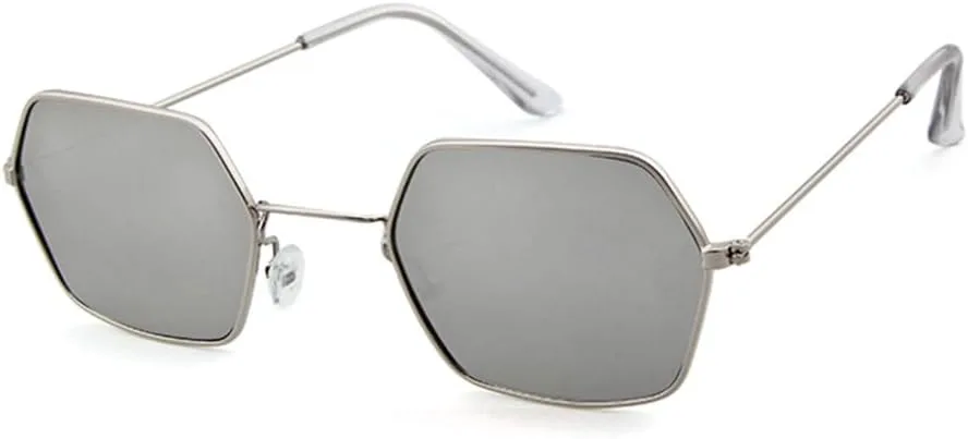 

Женские солнцезащитные очки в шестиугольной металлической оправе с зеркальными линзами, винтажные солнцезащитные очки для женщин VFDHN, C10 Silver Mercury