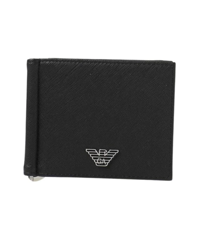 

Кожаный кошелек с зажимом для денег Emporio Armani, черный