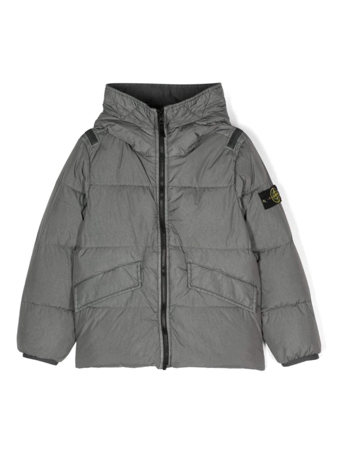 

Stone Island Junior пуховик с логотипом Compass, серый