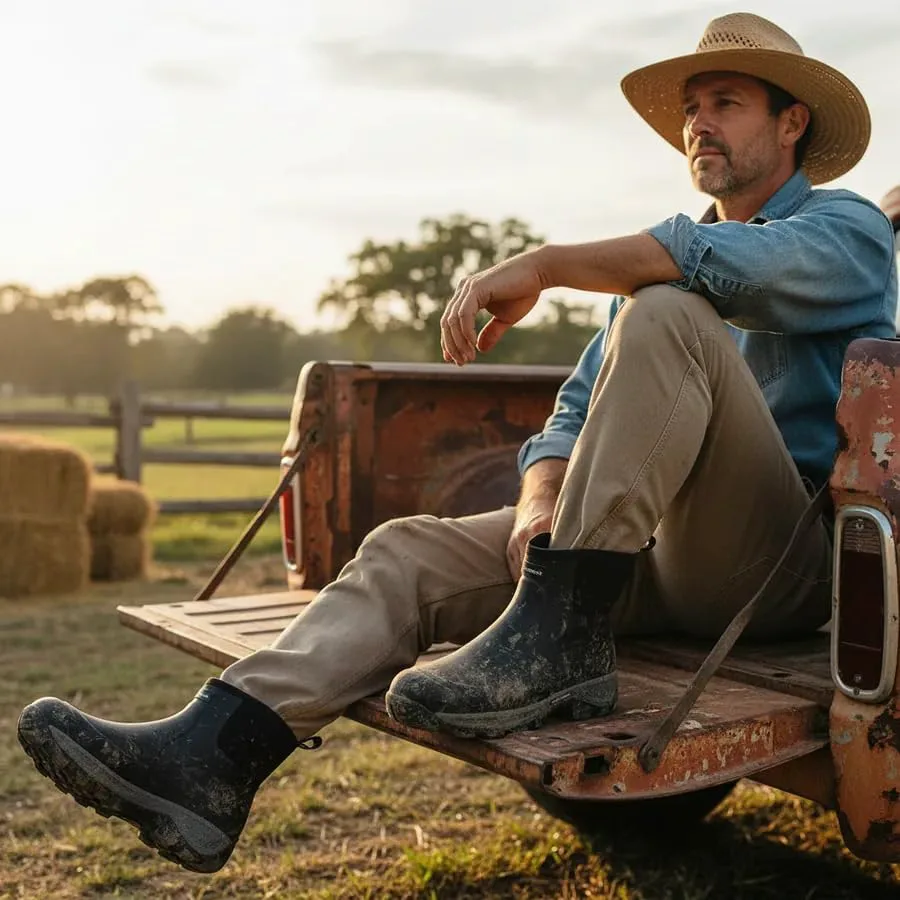 

WOVENPAK водонепроницаемые садовые сапоги для мужчин, резиновые рабочие ботинки до щиколотки, утепленные уличные сапоги для грязи для садоводства, охоты, фермерства, кемпинга и работы во дворе, размер 6-13 PW WOVENPAK, черный