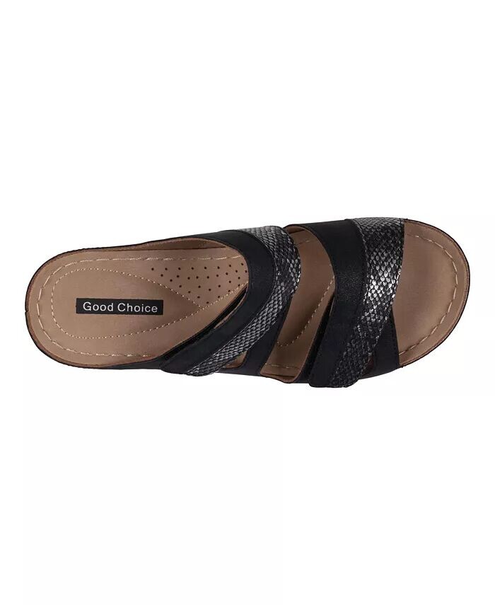 Женские босоножки на танкетке с двумя ремешками Havana GC Shoes, черный — фото 4