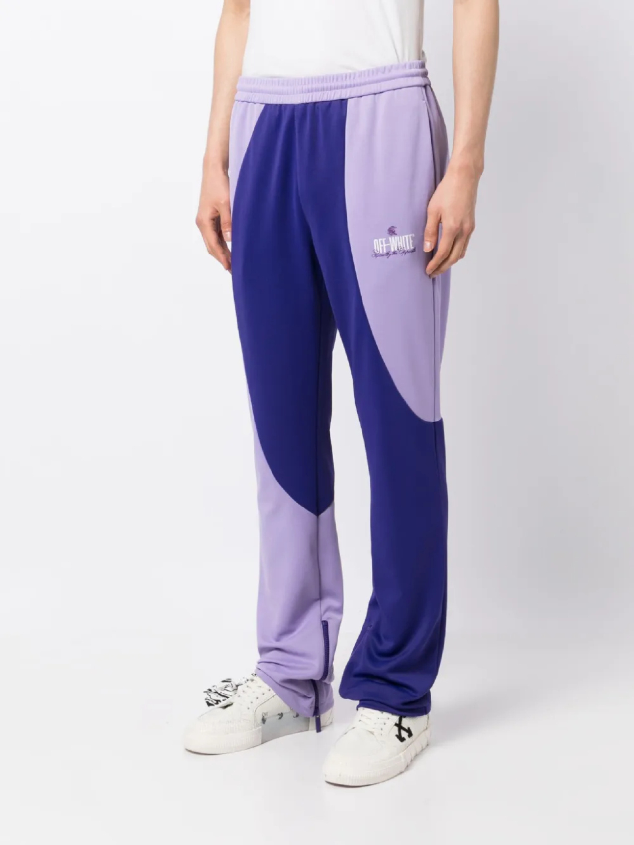 Off-White спортивные брюки в стиле колор-блок, фиолетовый — фото 3