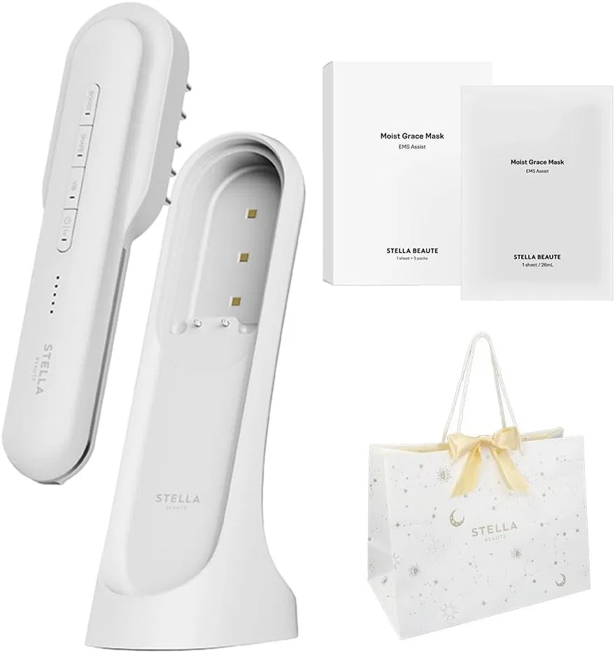Набор для ухода за лицом и волосами Stella Beaute Laser & EMS Lift Brush PRO 2.0 с масками Moist Grace 5 шт, белый