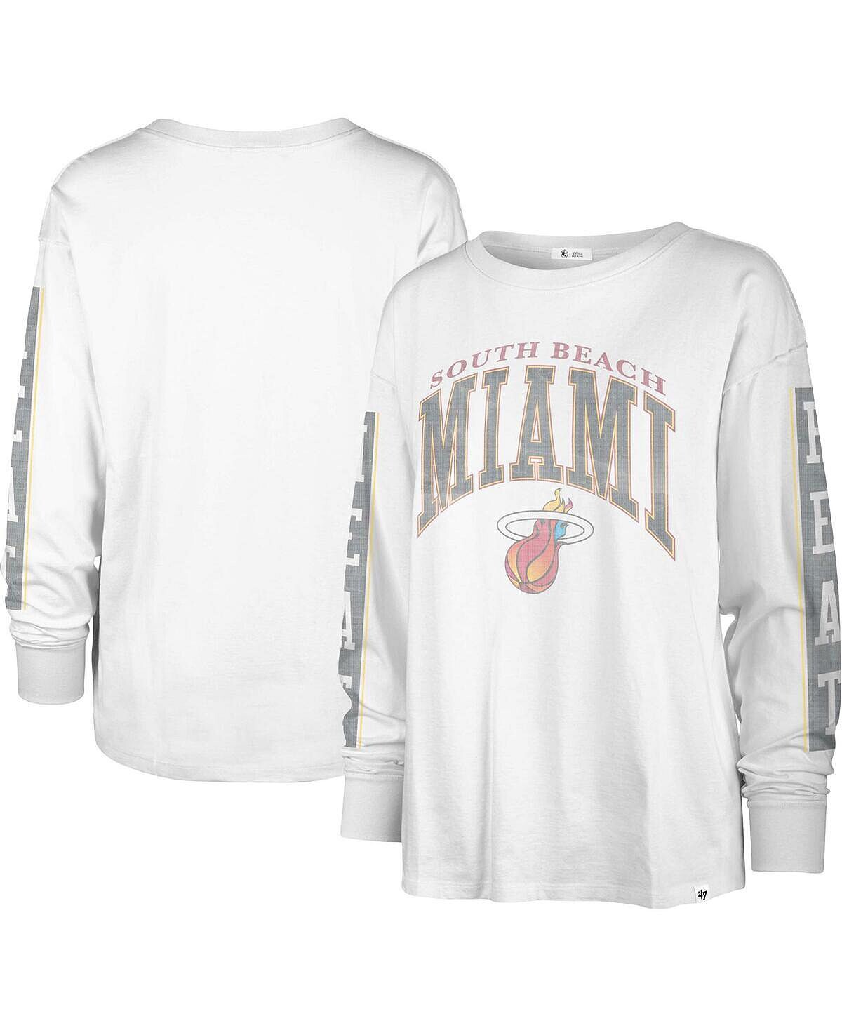 

Женская белая футболка с длинным рукавом Miami Heat City Edition SOA '47 Brand, белый