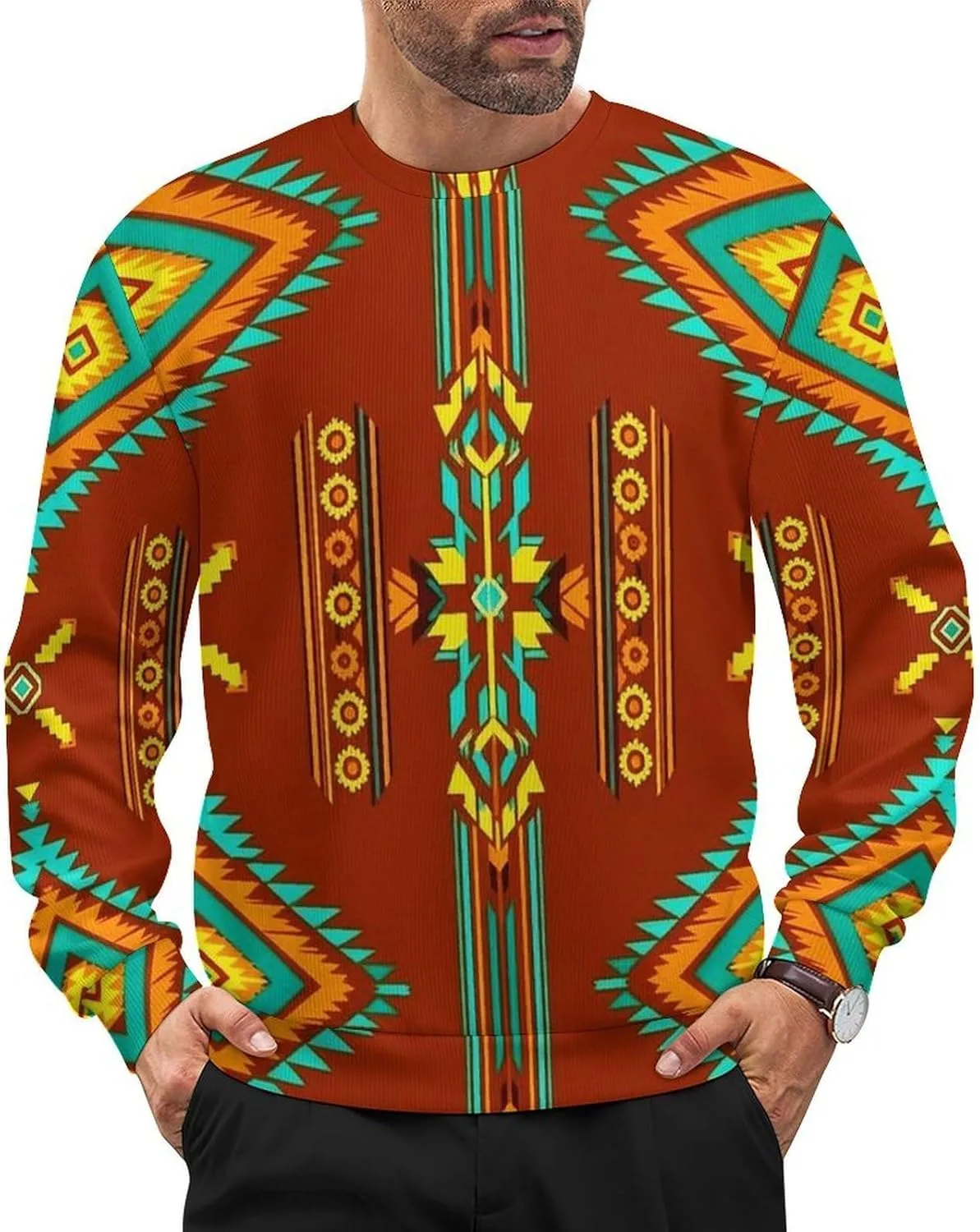 

Мужской классический пуловер с длинными рукавами и круглым вырезом Meaudiwes