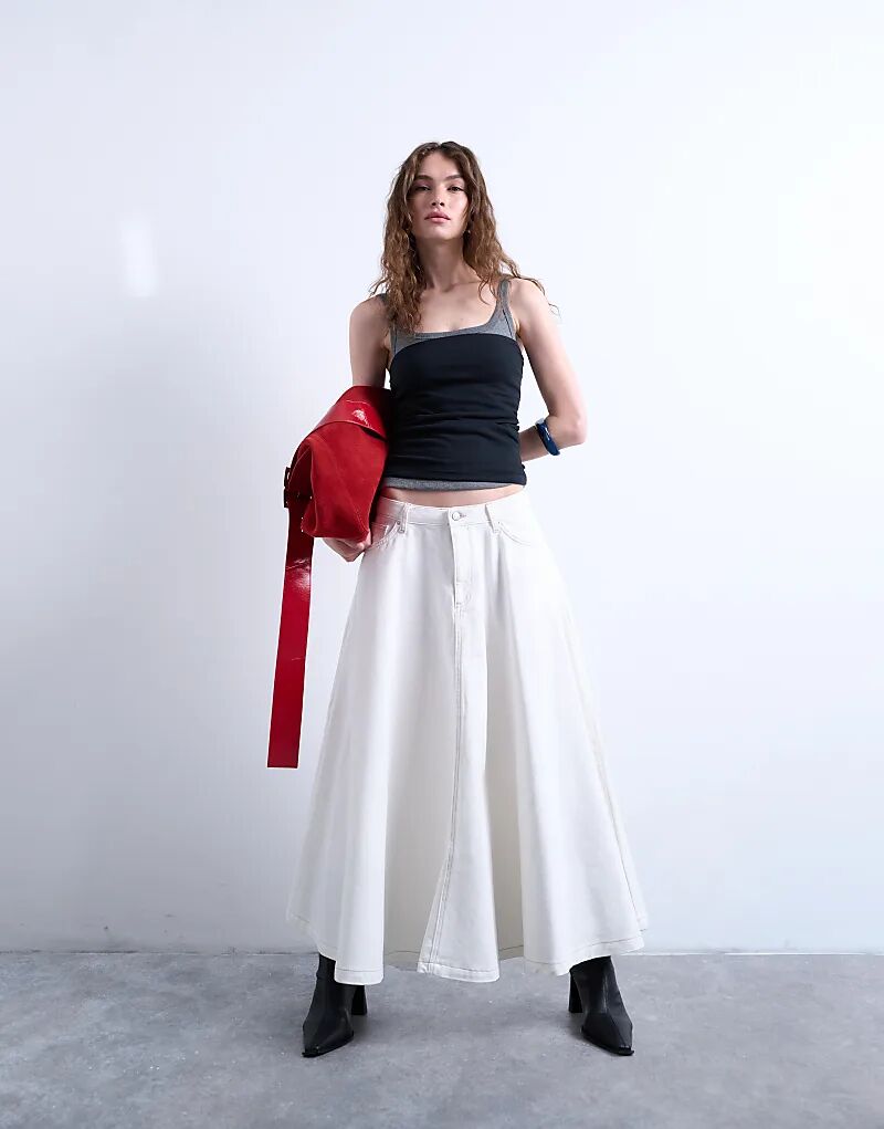 

Юбка миди Topshop Denim Full Circle цвета экрю