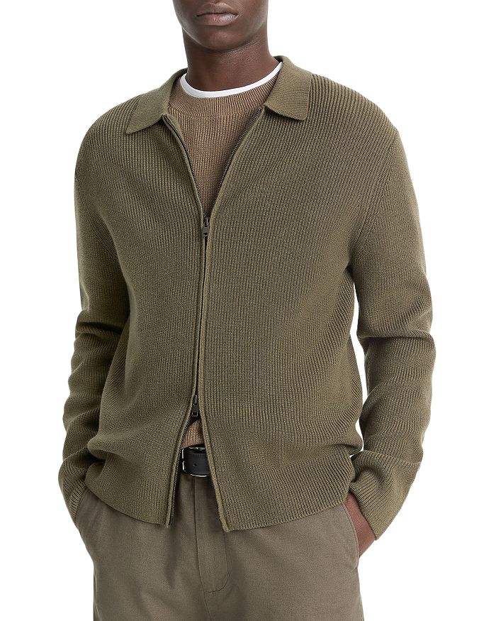 

Свитер с молнией спереди Regular Fit Vince, зеленый