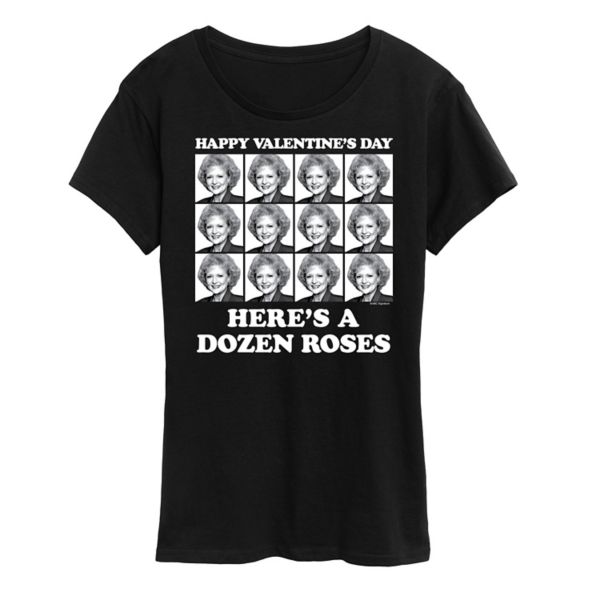 

Женская футболка с принтом роз ко Дню святого Валентина от Golden Girls Licensed Character, черный