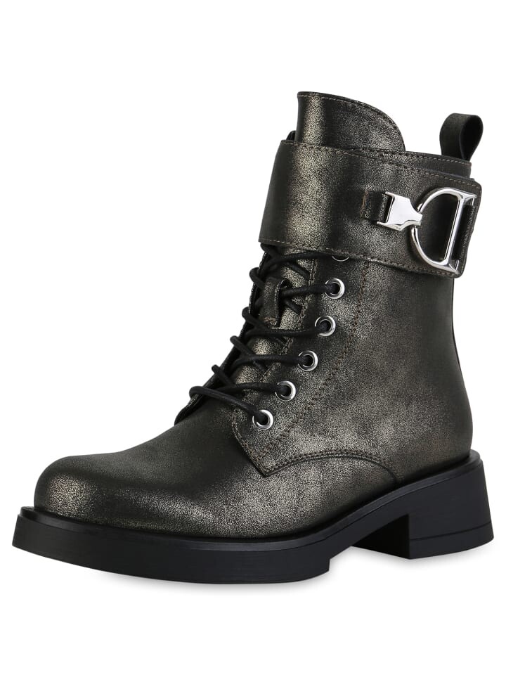 Ботильоны VAN HILL Schnürstiefeletten Beatrix, цвет Grün Metallic