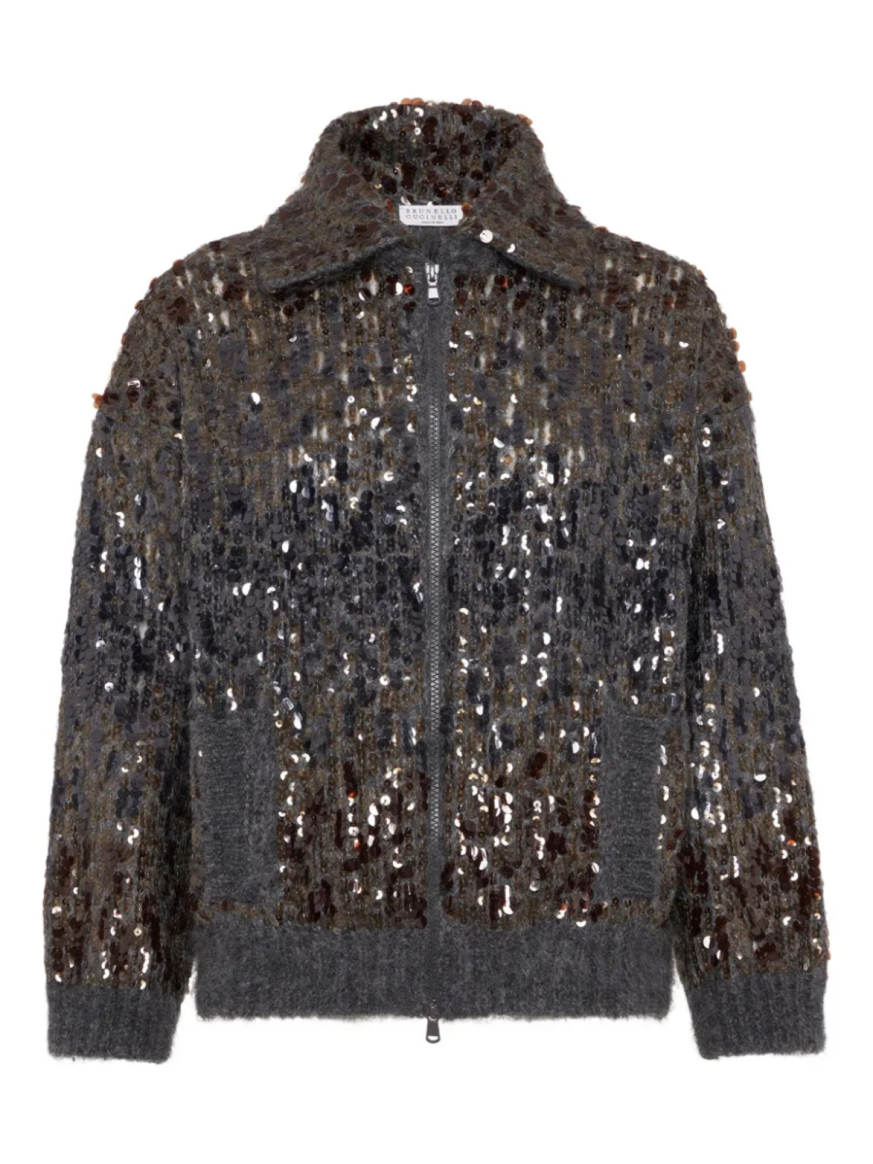 

Brunello Cucinelli кардиган Dazzling с вышивкой, серый