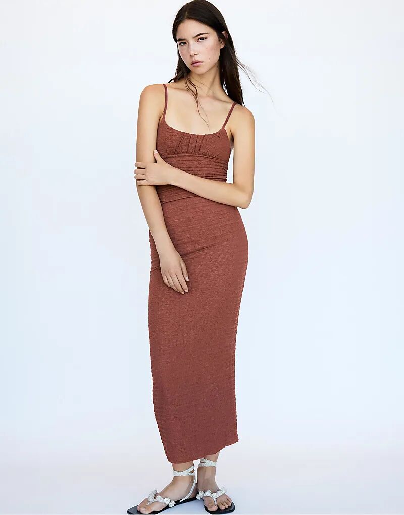 

Платье миди Pull&Bear Rustic цвета баклажана