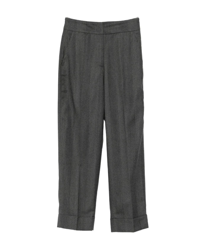 

Серые брюки в елочку с отворотами Peserico, серый