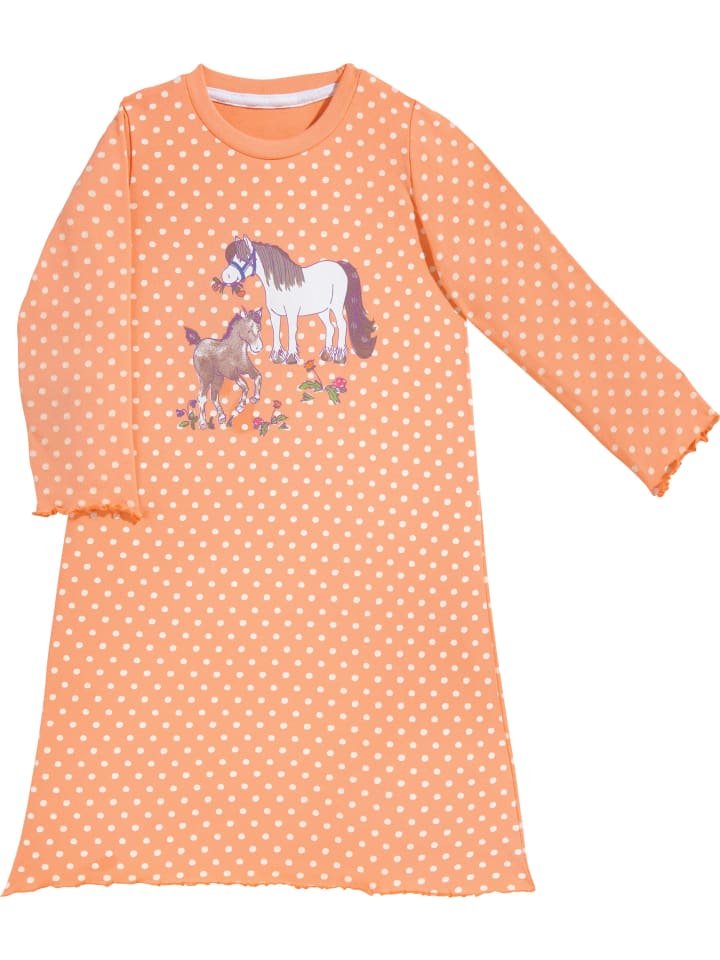 

Erwin Müller Детская ночная рубашка из трикотажа абрикосового/белого цвета