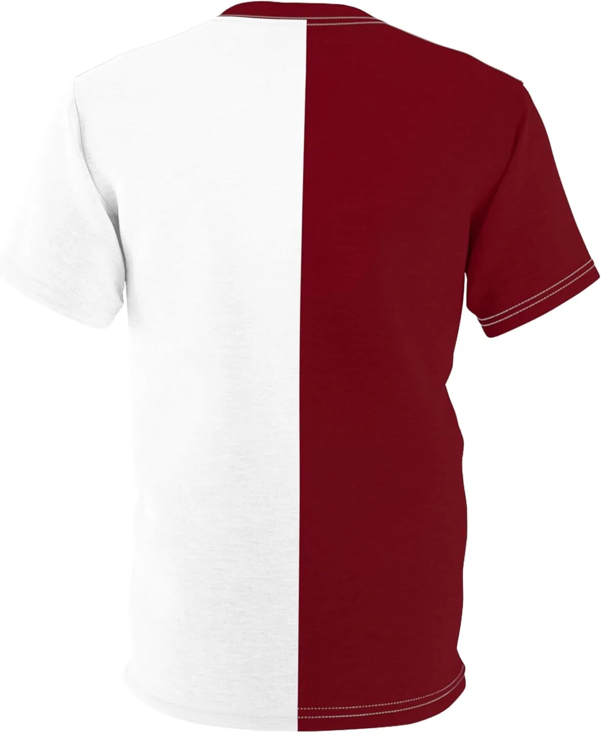 Футболка активная Half Burgundy & Half White, GENERIC, White Stitching — фото 3