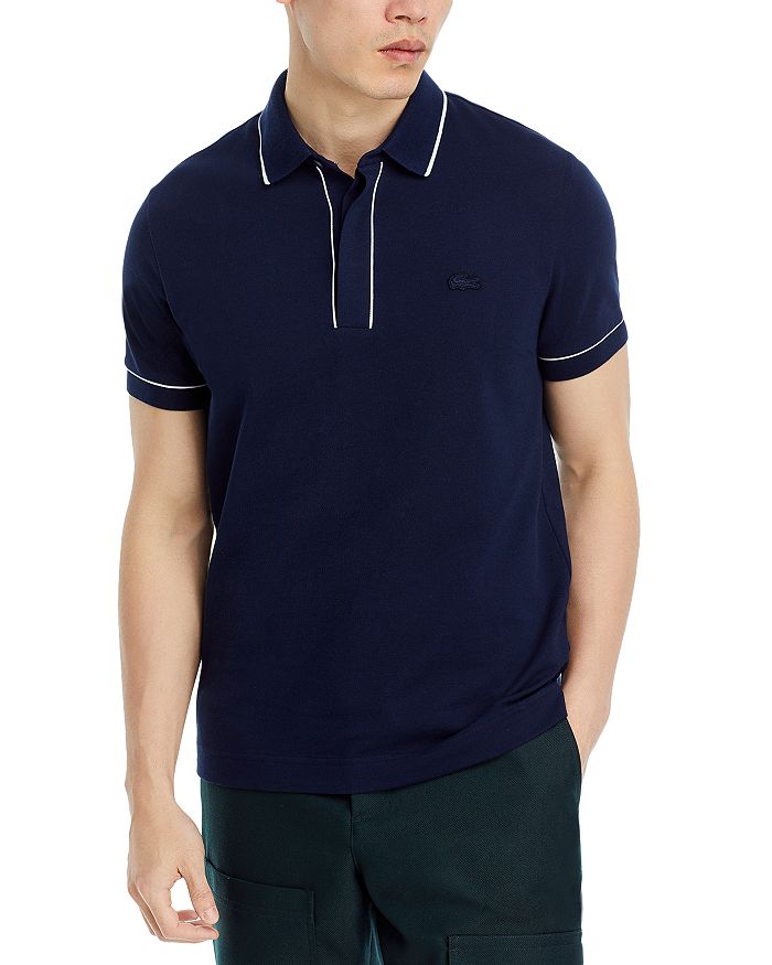 

Короткий рукав с контрастными манжетами, поло Lacoste, синий