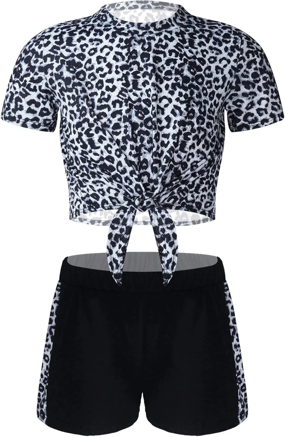 Детский спортивный костюм из топа и шорт, Yeeye, Black Leopard