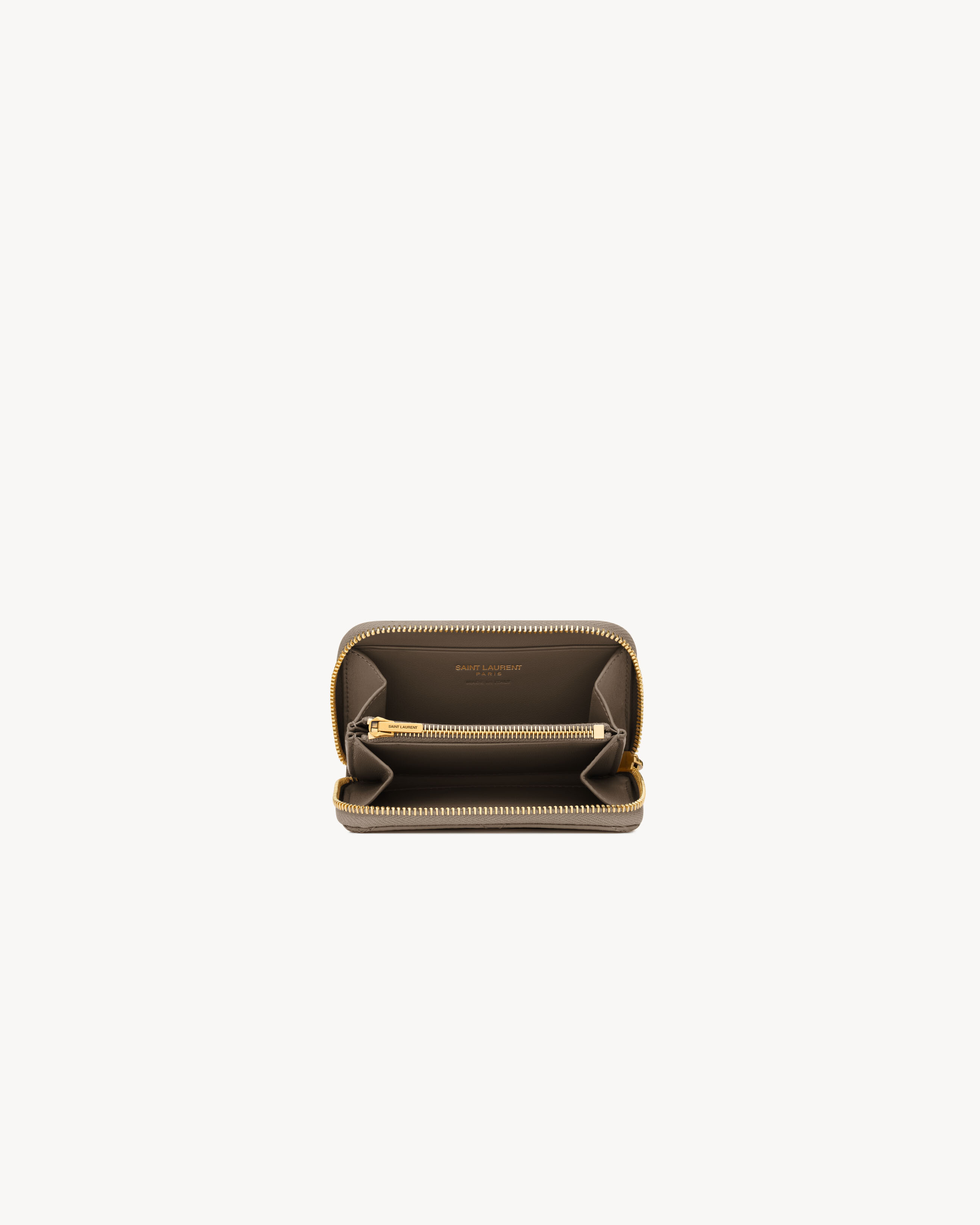 Монетница CASSANDRE BIJOU из кожи GRAIN DE POUDRE SAINT LAURENT, серый — фото 4