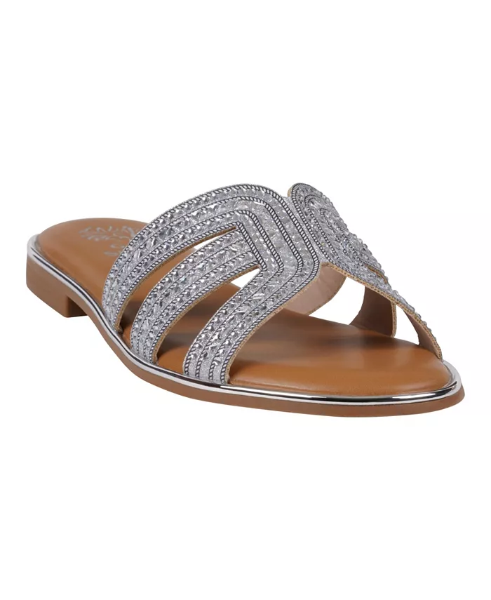 Женские плоские сандалии Clara с декоративными элементами GC Shoes, серебряный