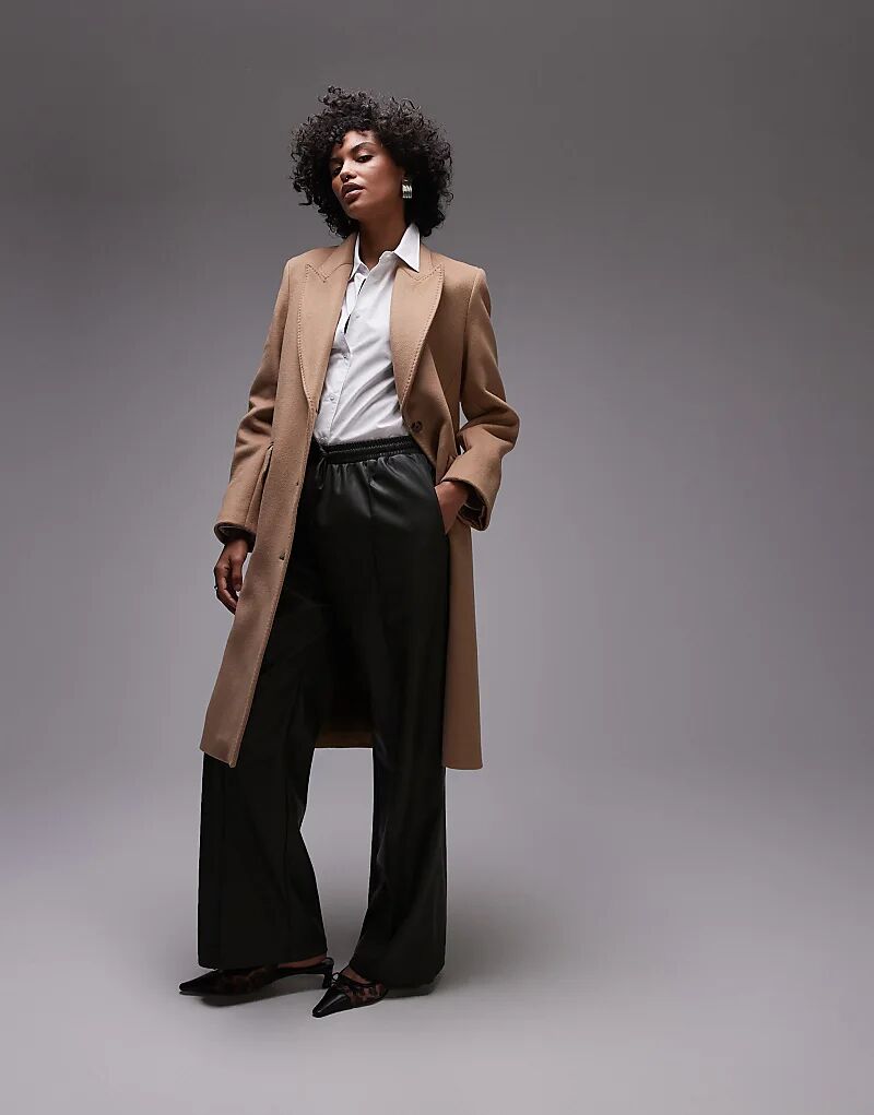 

& Other Stories однобортное пальто мидакси из шерстяной смеси с перекрученными боковыми швами бежевого цвета