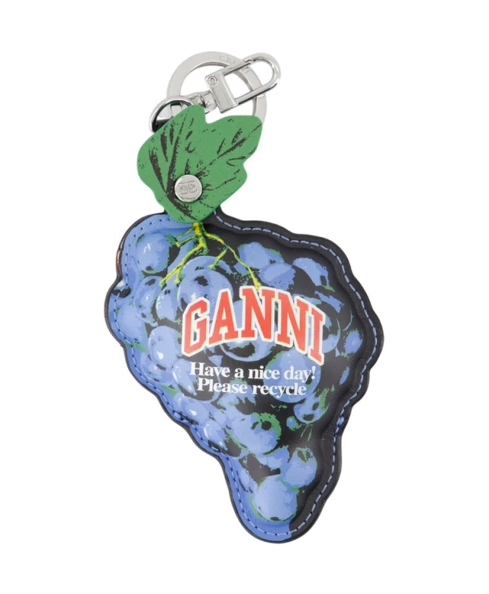 

Синий кожаный кошелек - гладкая телячья кожа Ganni, синий