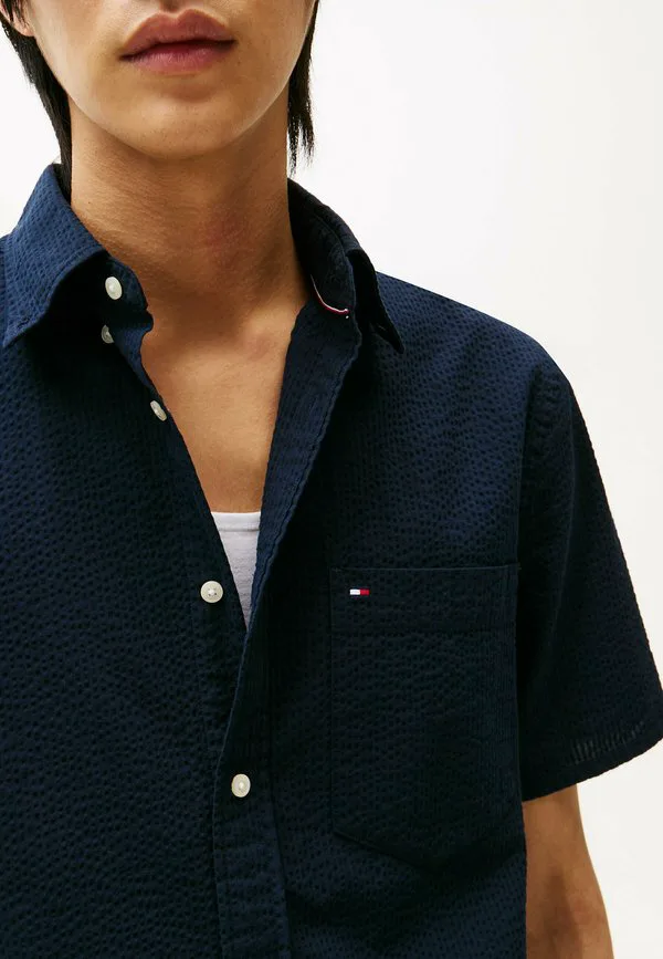 Рубашка с коротким рукавом из жатой ткани стандартного кроя Tommy Hilfiger, Navy Blue — фото 4