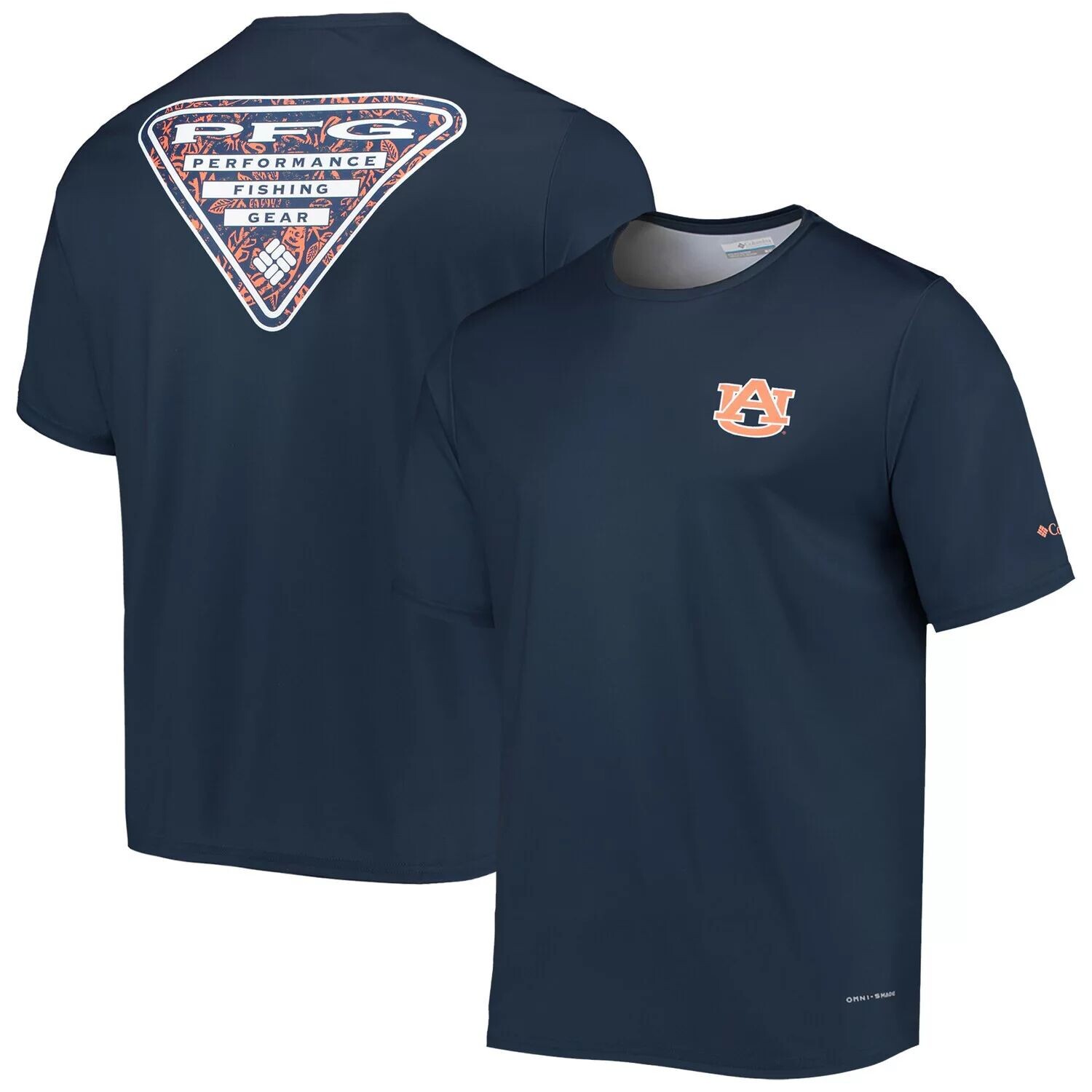 

Мужская футболка Columbia Navy Auburn Tigers Terminal Tackle Omni-Shade