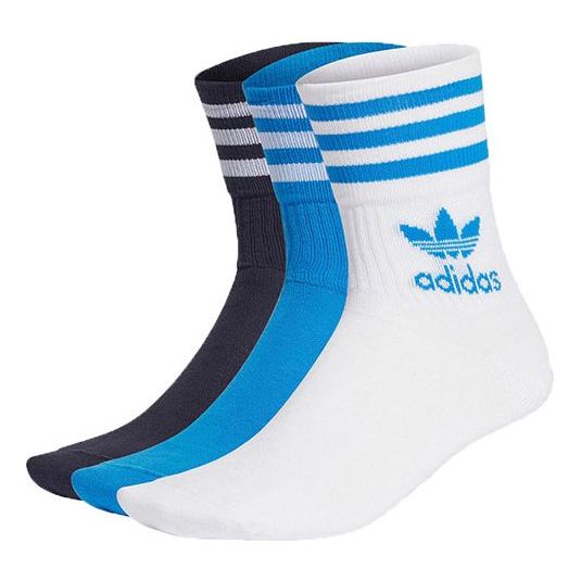 

Носки adidas originals Unisex Mid Cut Crw Socks 3 Packs White/Blue/Black H32334