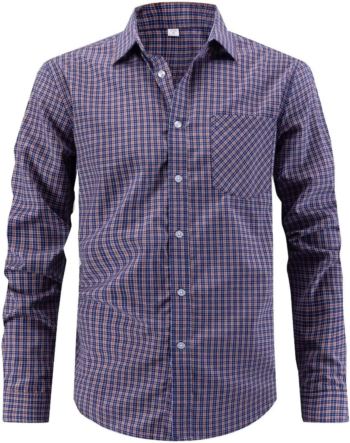 

Мужская рубашка с длинным рукавом, кнопками и клетчатым принтом, хлопок, slim fit, для бизнес-кэжуал