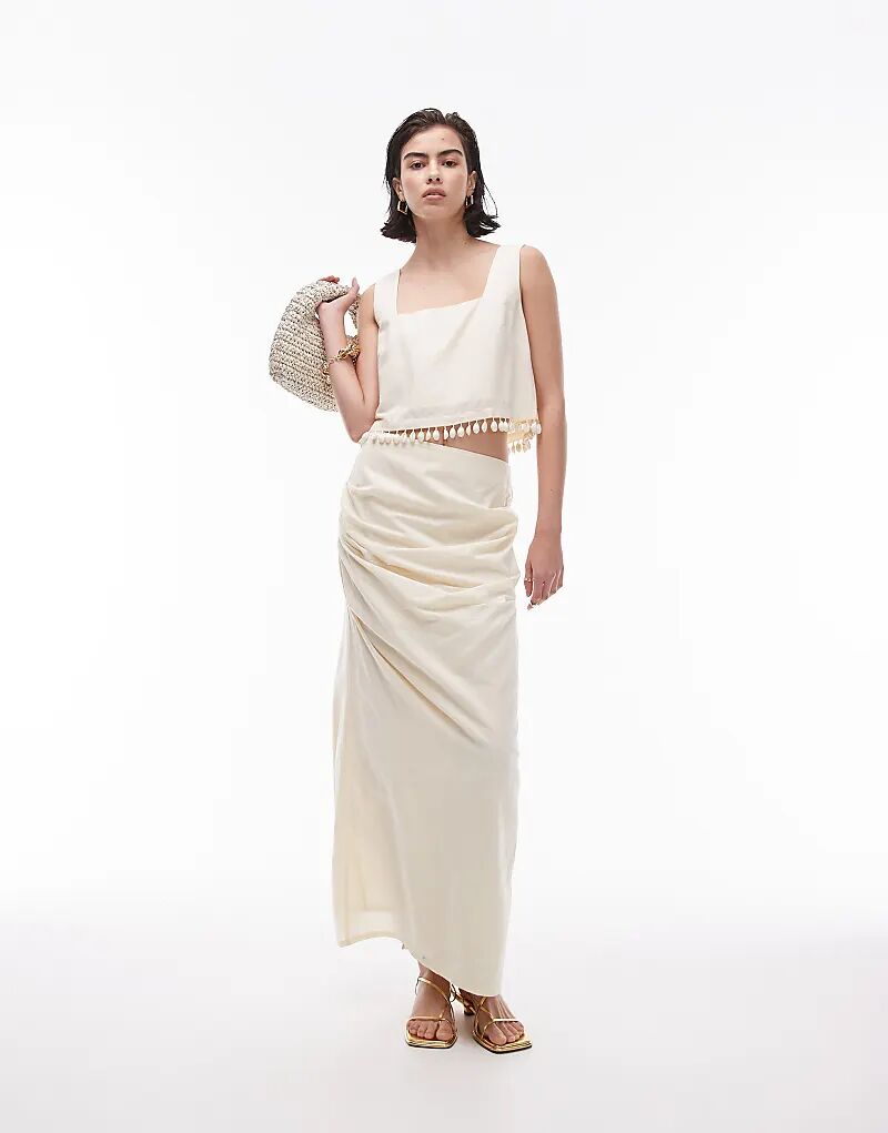 

Юбка миди прямого кроя Topshop цвета пахты, коорд.