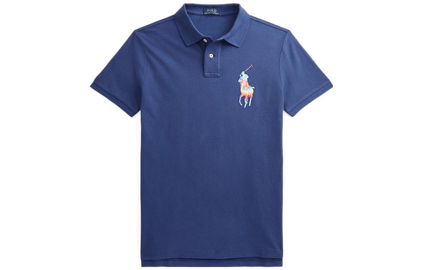 

Поло с вышивкой пони Хлопковая поло Ralph Lauren, Морской синий