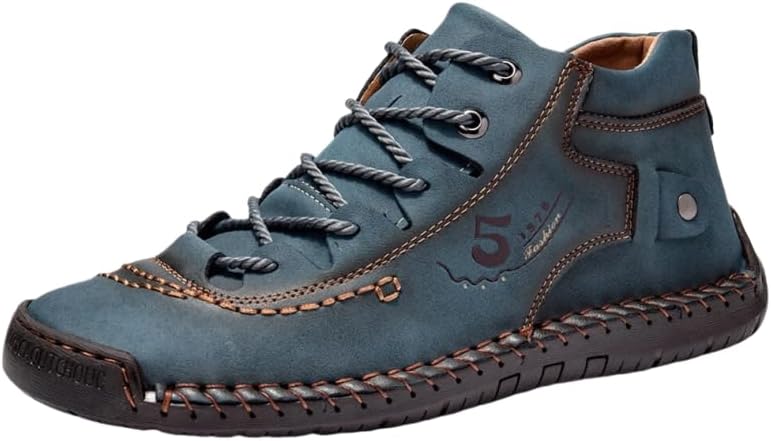 

Мужские повседневные кожаные ботинки-чанка на щиколотку, слипоны, легкие лоферы средней высоты для прогулок и вождения, доступны варианты с мехом и без меха Hhhchpm, синий