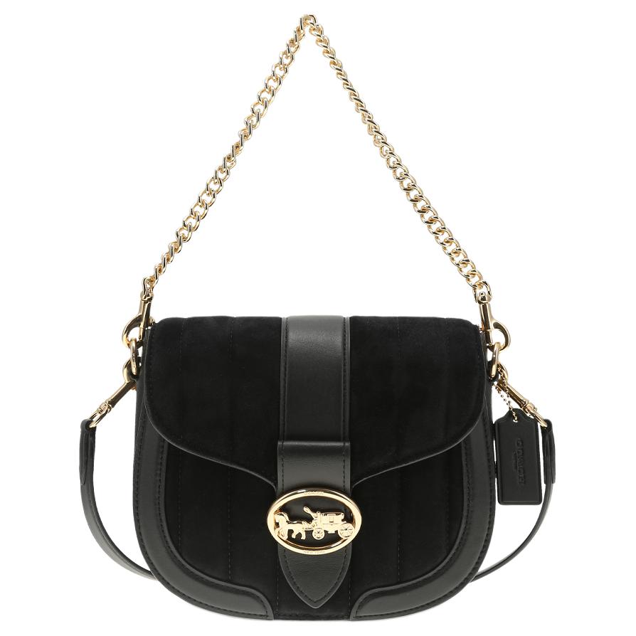 

Кожаная сумка через плечо, наплечная сумка Trumpets женская черная COACH