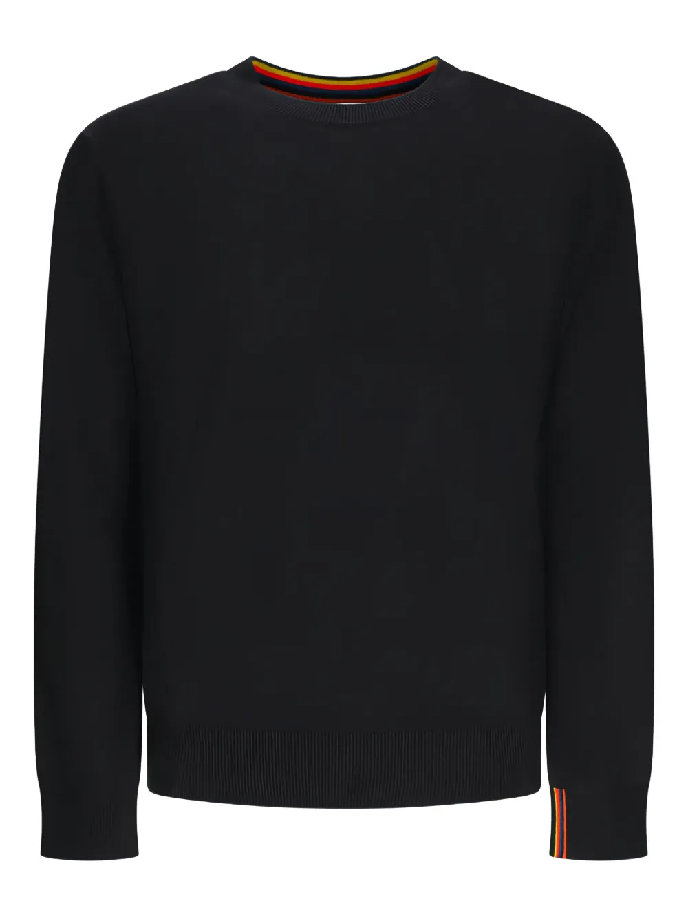 

Свитер с круглым вырезом и полосатыми манжетами Paul Smith, черный