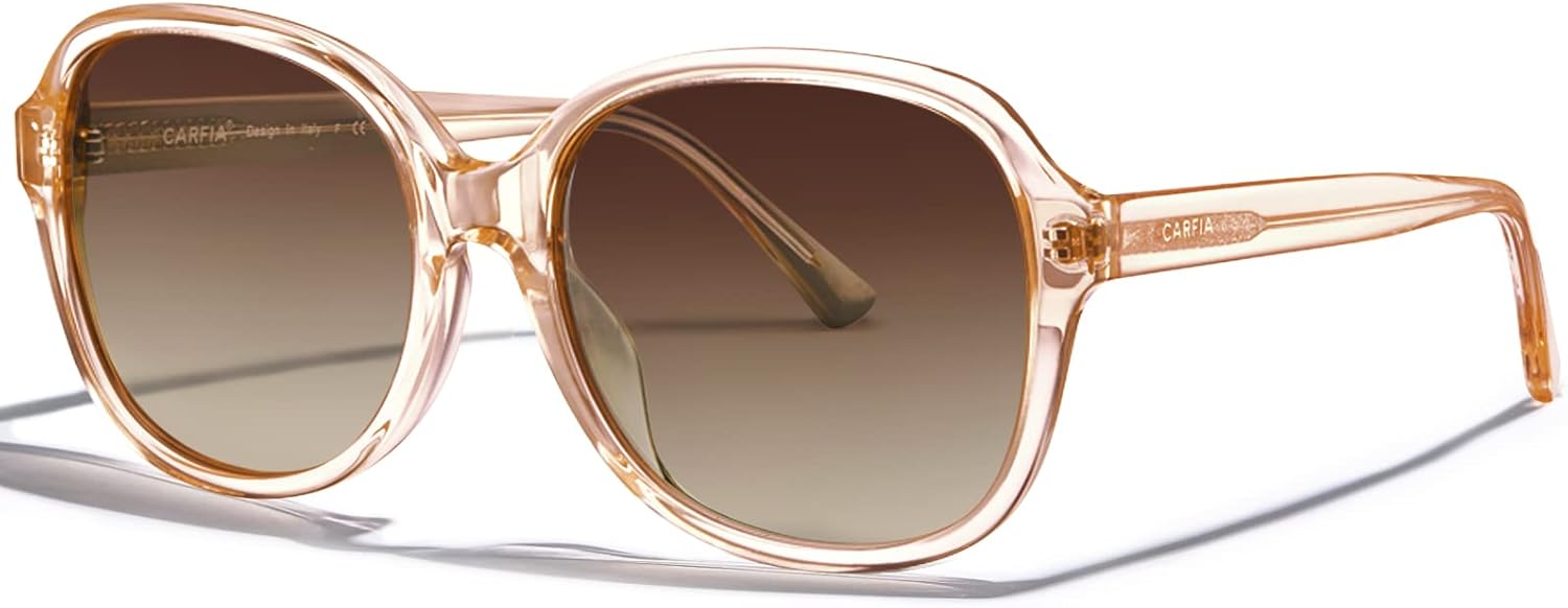 

Большие изогнутые поляризованные солнцезащитные очки CARFIA из ацетата для женщин с защитой от УФ-излучения, в стиле ретро, ​​для безопасного вождения, 4. Light Pink Frame Gradient Brown Lens
