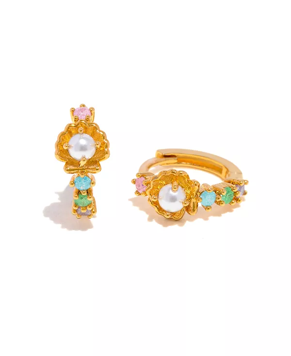 

Серьги-Кольца с искусственным жемчугом, выращенным в морской воде, покрытые хрустальным золотом Girls Crew, gold