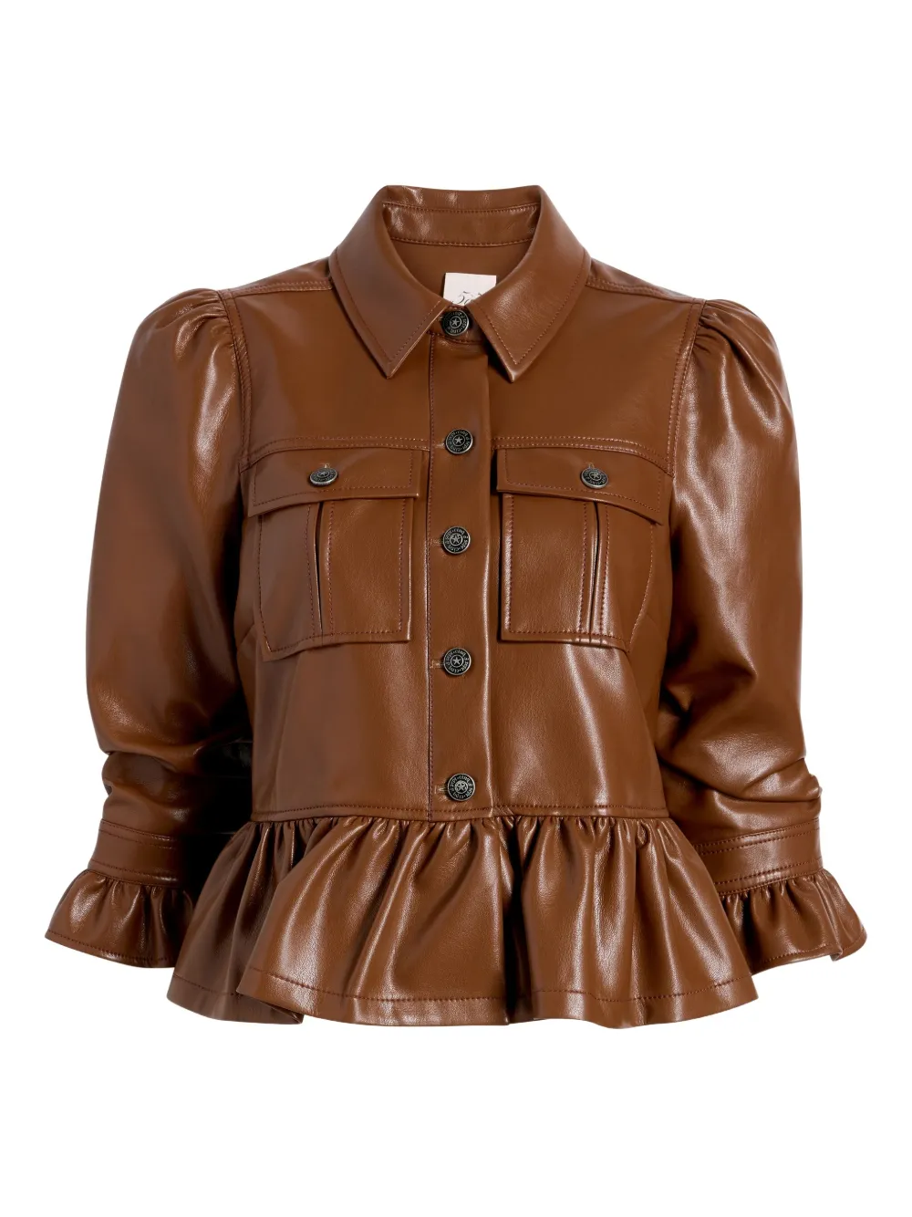 

Жакет с объемными рукавами и оборками Cinq A Sept, коричневый