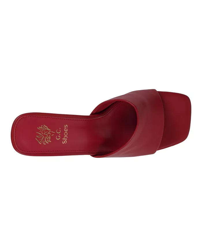 Женские босоножки Soho Square Toe на блочном каблуке GC Shoes, красный — фото 4