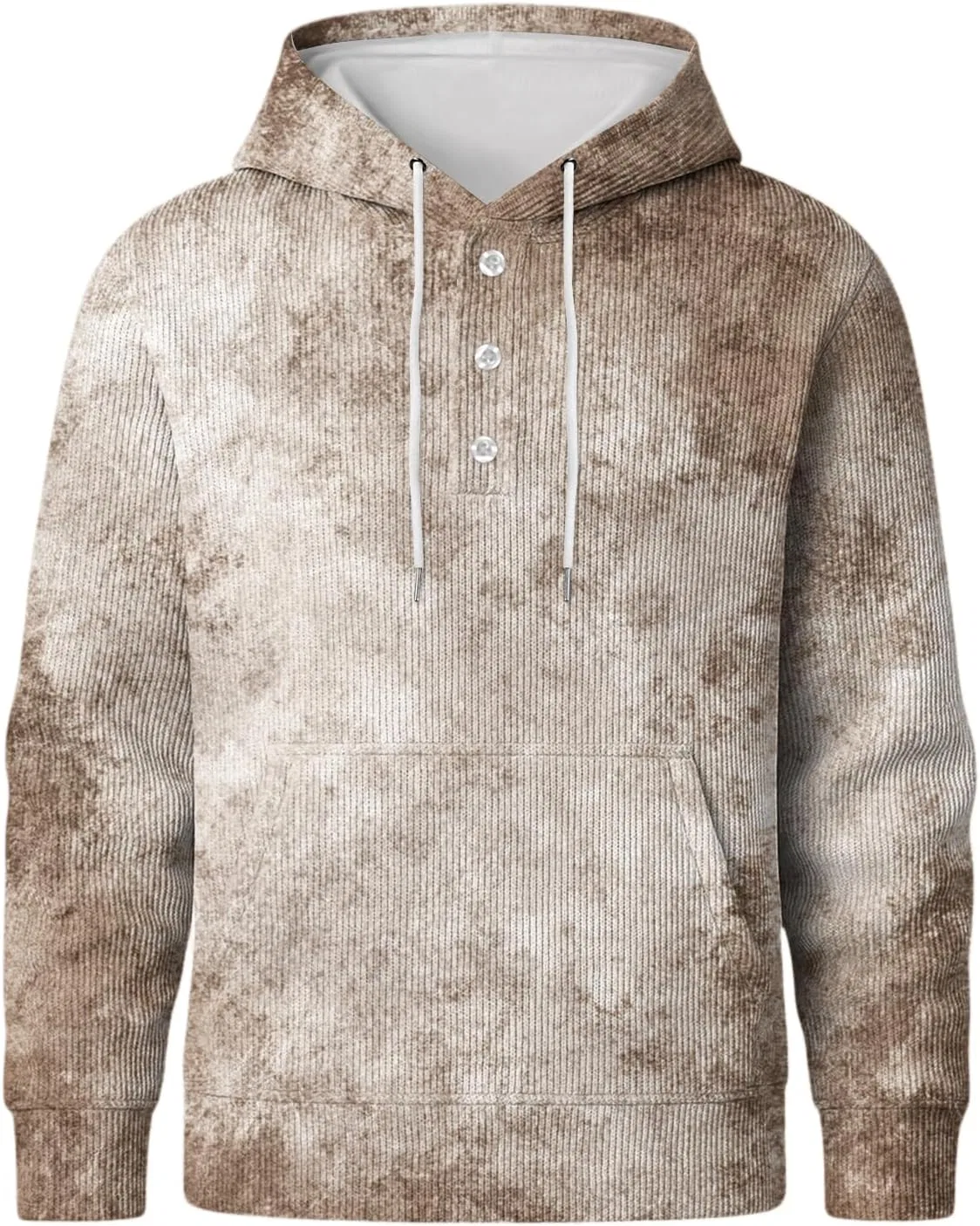 Мужская худи с капюшоном, флисовая, с карманом, 2-khaki — фото 4